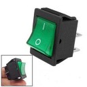 SQUARE ROCKER 12 VDC DPST GREEN